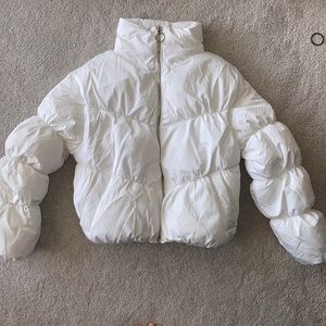 Bershka Cropped White Puffer Jacket